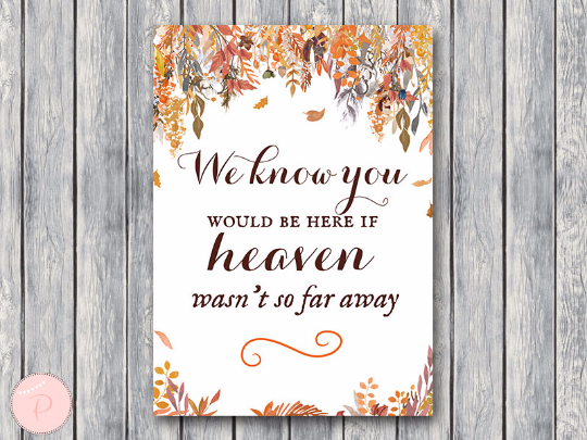 Autumn Fall Remembrance Printable sign