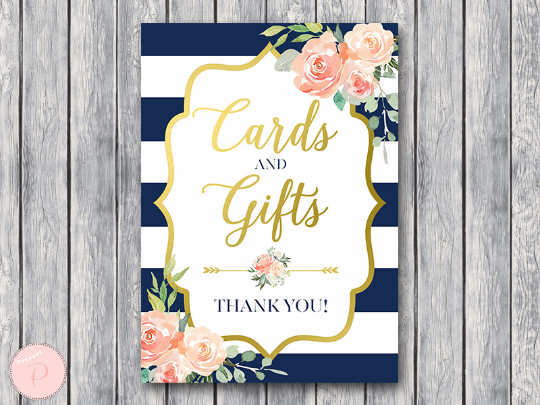 Boho Navy Gold Cards and Gifts Sign-Gld