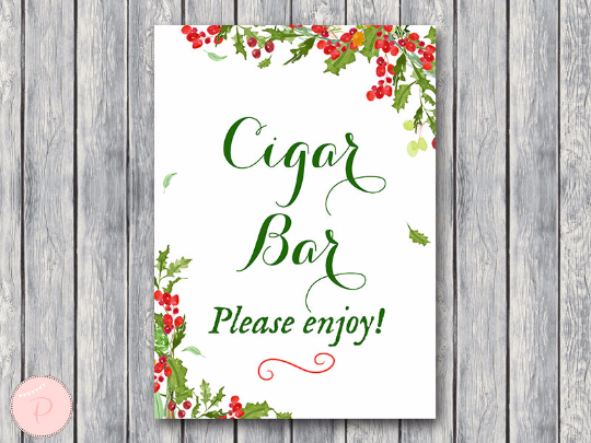 Christmas Cigar Bar Sign Printable
