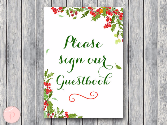 Christmas Guestbook Sign Instant Download