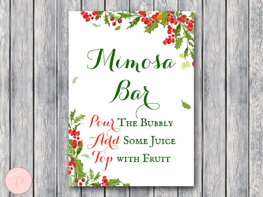 Christmas Mimosa Bar Sign Bubbly Bar Sign