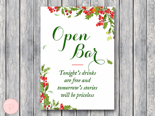 Christmas Open bar sign Instant Download