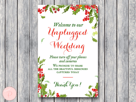 Christmas Unplugged Wedding Sign