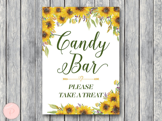 Sunflower Summer Candy Bar Sign Instant Download