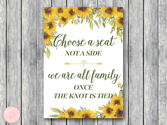 Sunflower Summer Choose a Seat not a side sign