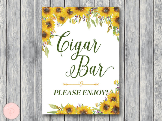 Sunflower Summer Cigar Bar Sign Instant Download