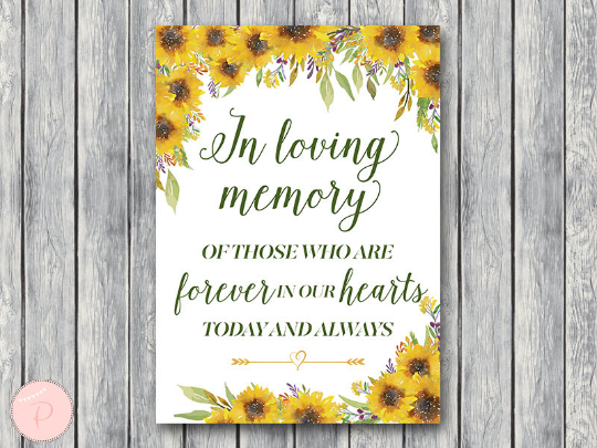 Sunflower Summer In Loving Memory Wedding Sign