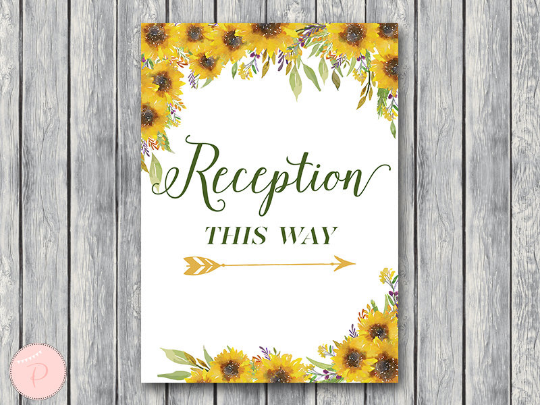 Sunflower Summer Reception Sign Instant Download