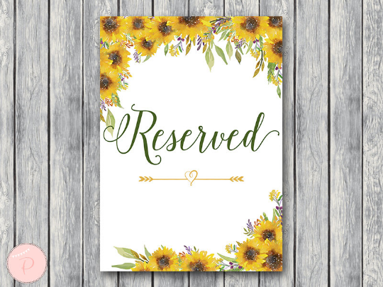 Sunflower Summer Reserved sign Instant Download
