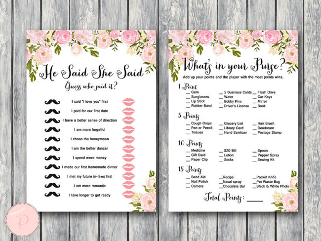 Peonies Bridal Shower Games Package Instant Download 4