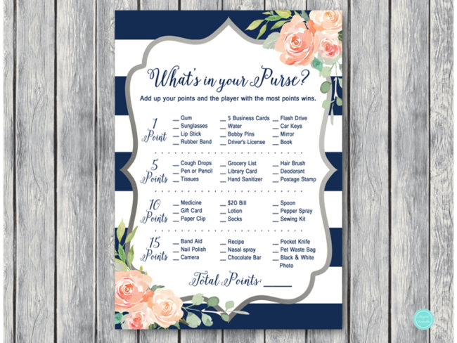 TH74-whats-in-your-purse-silver-navy-wedding-shower-bridal-game