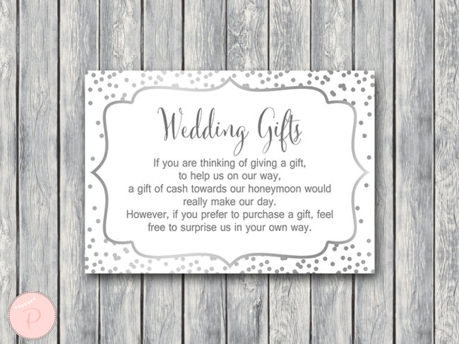 silver TH64 - Honeymoon gift-sign and card