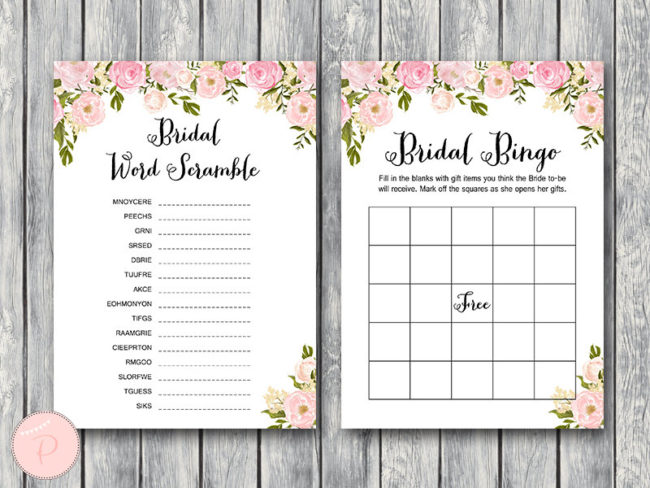 Peonies Bridal Shower Games Package Instant Download 3