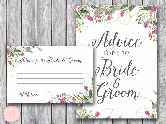 Wild Garden Advice for the Bride and Groom Card and Sign