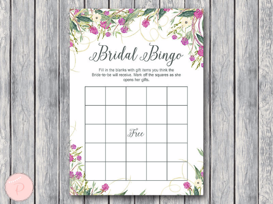 Wild Garden Bridal Shower Bingo Cards