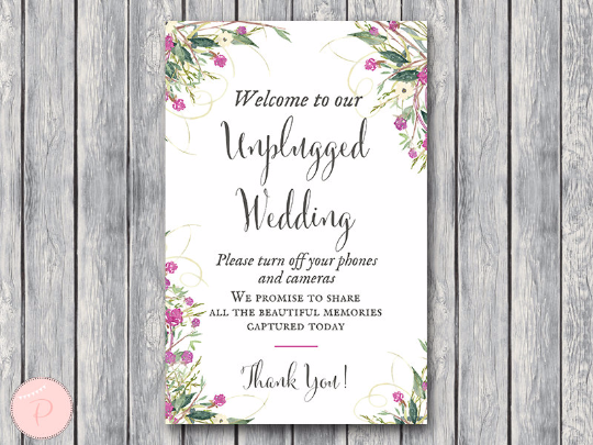 Wild Garden Unplugged Wedding Sign