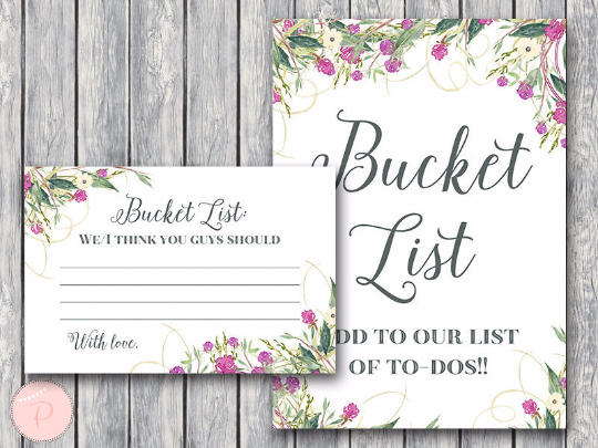 Wild Garden Wedding Bucket List Printable
