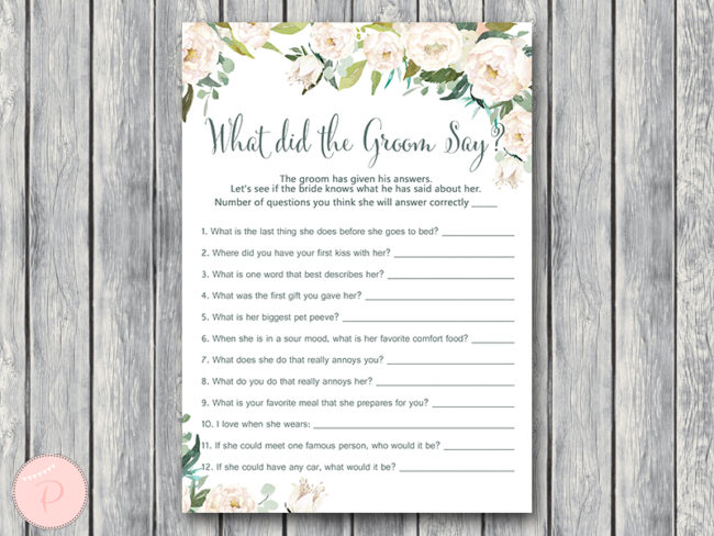 ivory flower bridal shower what did groom say about bride game