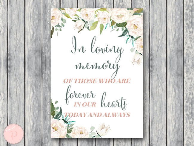 ivory wedding in loving memory of reserved sign