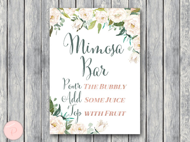 ivory wedding mimosa bar sign with instruction