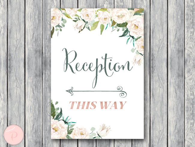 ivory wedding reception direction sign