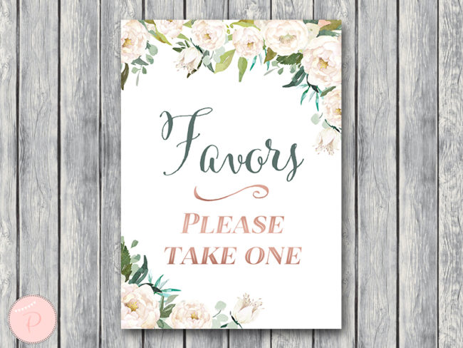 ivory wedding table sign favors please take one