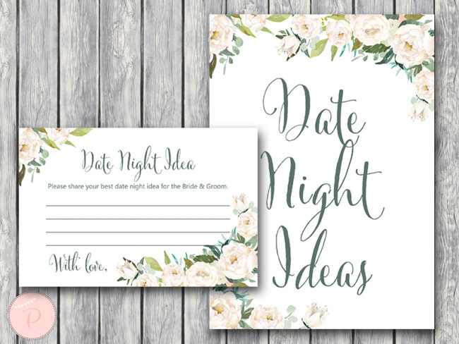 ivory white floral wedding shower date night card game
