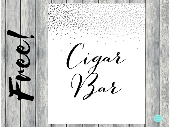 Free Silver Confetti Cigar Bar Sign