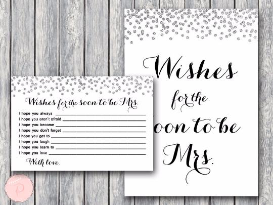 Silver Confetti Wishes for the Bride to be Card