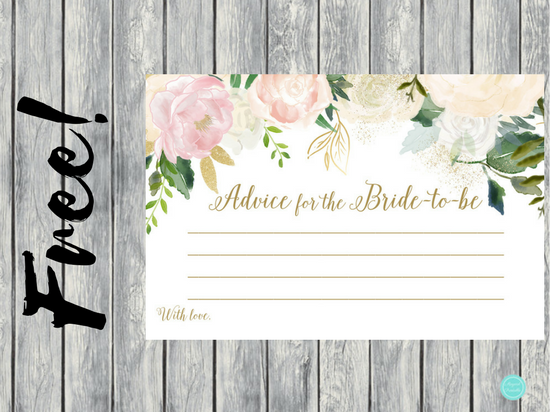 FREE Pink and Bluff Bridal Shower Advice Card