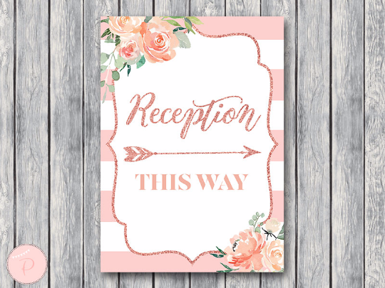 Pink-Glitter-Floral-Reception-Arrow-Sign