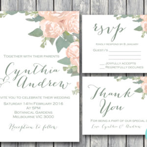 INVITATION-WD13 rsvp and matching wedding thank you card