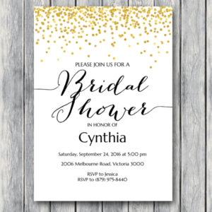 BS46 Gold Confetti Bridal Shower Invitation