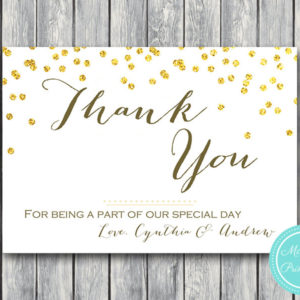 Gold Thank you Cards Wedding Thank you cards favor cards WD47 WD07