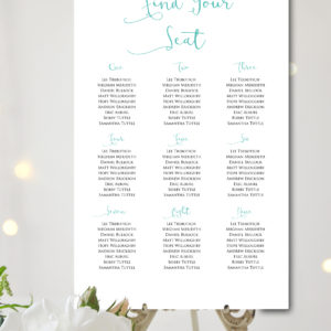 Printable Aqua Custom Wedding Seating Chart