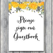 TH18-5x7-sign-guestbook-yellow-dandelion-wedding-bridal-shower-game