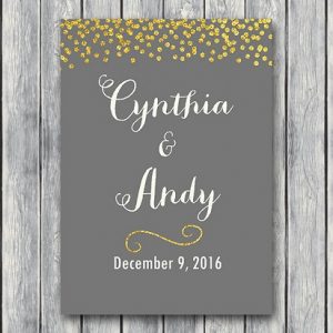 gold-glitter-gray-wedding-sign-engagement-bridal-wd47-welcome sign