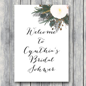 white welcome to wedding sign, flower bridal shower sign welcome engagement
