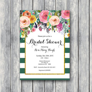 Green Forest Floral Bridal Shower Invitation