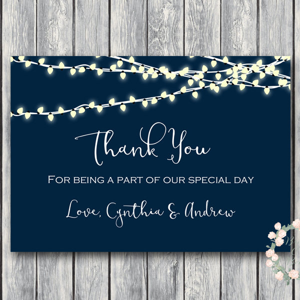 Night String Lights Wedding Thank You Cards, Favors, Thank You