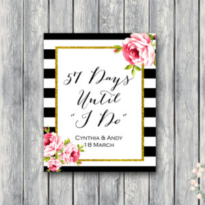 personalized days until wedding sign for wedding countdown to wedding bridal shower decor