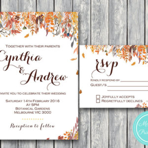 Custom Fall Autum Wedding Invitation Set-RSVP-Wedding Invitation Printable
