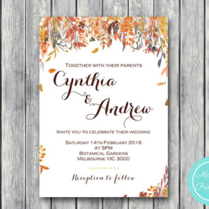 Custom Fall Autum Engagemet Invitation Set-Wedding Invitation Printable
