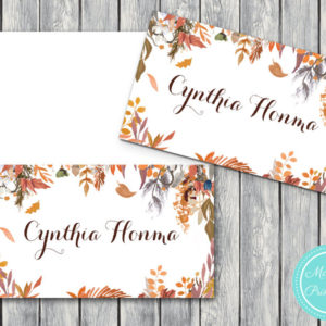 Custom Fall Autumn 50 Download File Wedding Name cards-Name Tags Printable