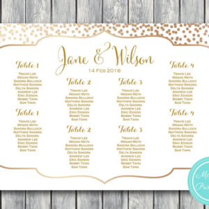 Custom Gold Confetti Find your Seat Chart-Printable Wedding Seating Chart 2