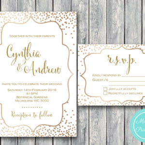 Custom Gold Confetti Wedding Invitation Set-RSVP-Wedding Invitation Printable
