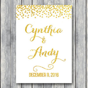 Custom Gold Confetti Welcome Sign, Engagement Welcome Sign, Wedding Welcome sign