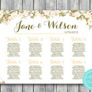 Custom Ivory Peony Find your Seat Chart-Printable Wedding Seating Chart