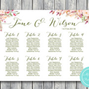 Custom Pink Floral Find your Seat Chart-Printable Wedding Seating Chart