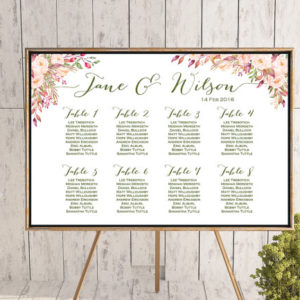 Custom Pink Floral Find your Seat Chart-Printable Wedding Seating Chart 2